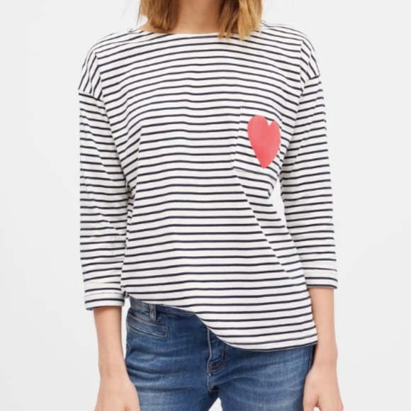 Chinti + Parker Cream/Navy Striped Breton Heart T - Picture 2 of 8